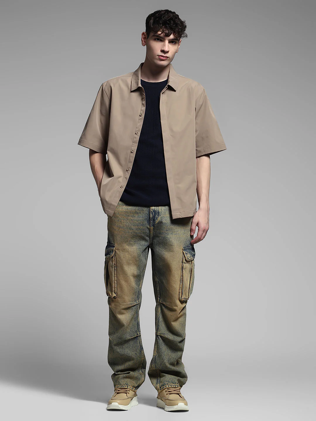 Brown Stretch Oversized Shirt - Image 6