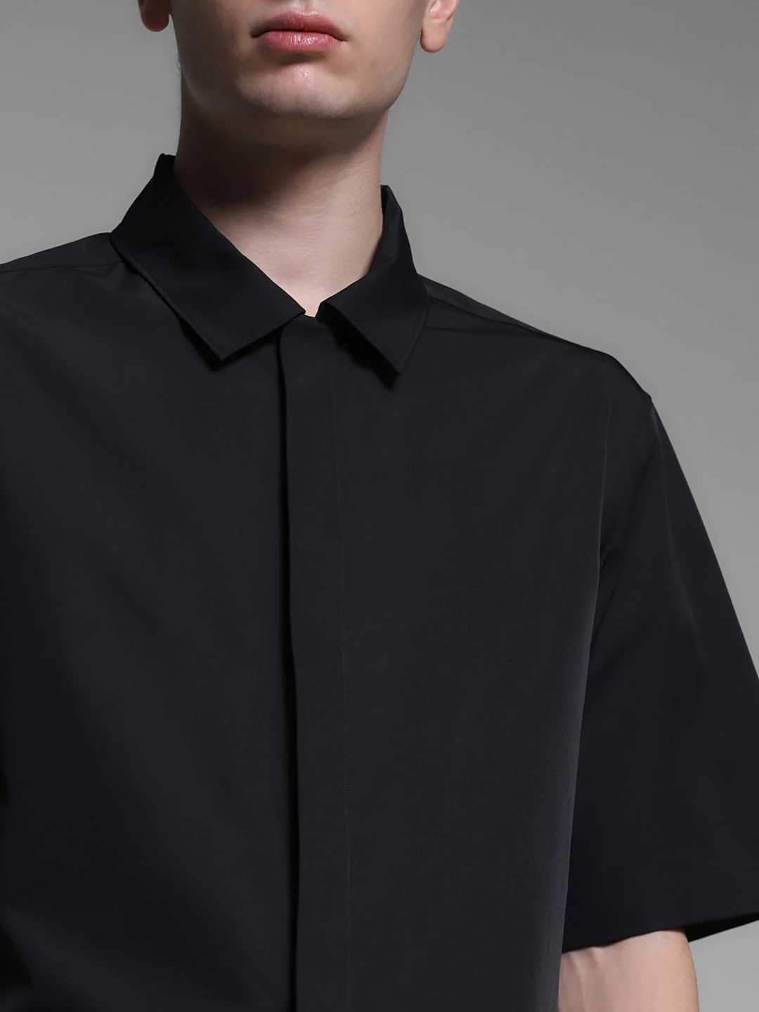 Black Stretch Oversized Shirt - Image 5
