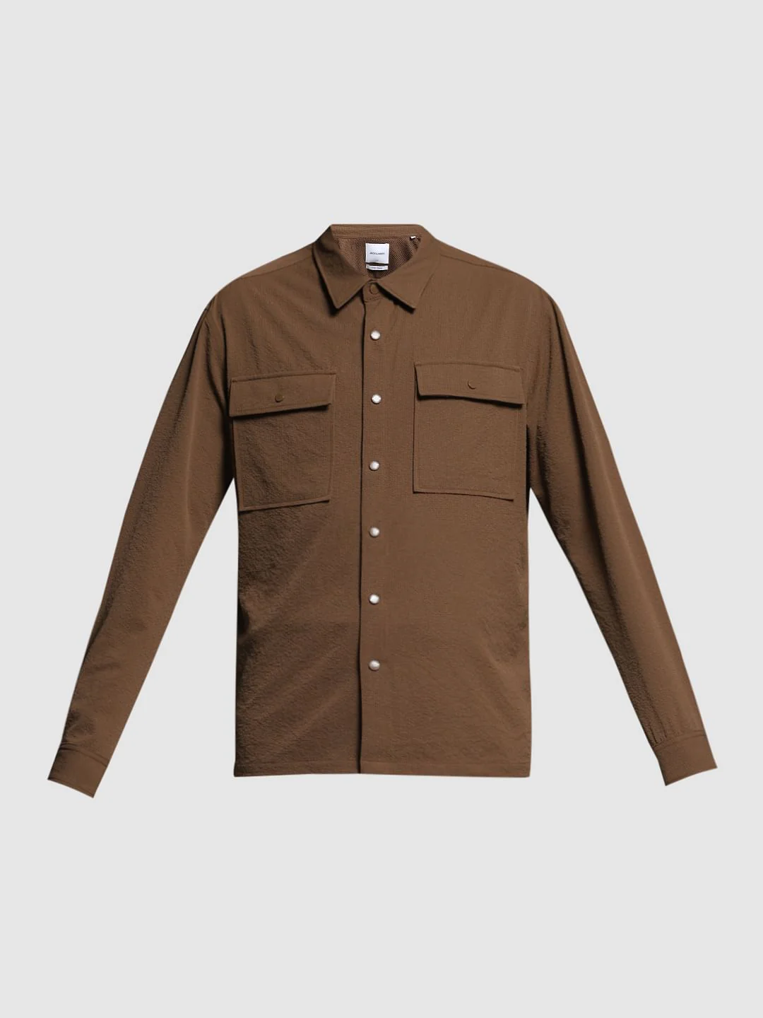 Dark Brown Textured Oversized Shirt - Image 7