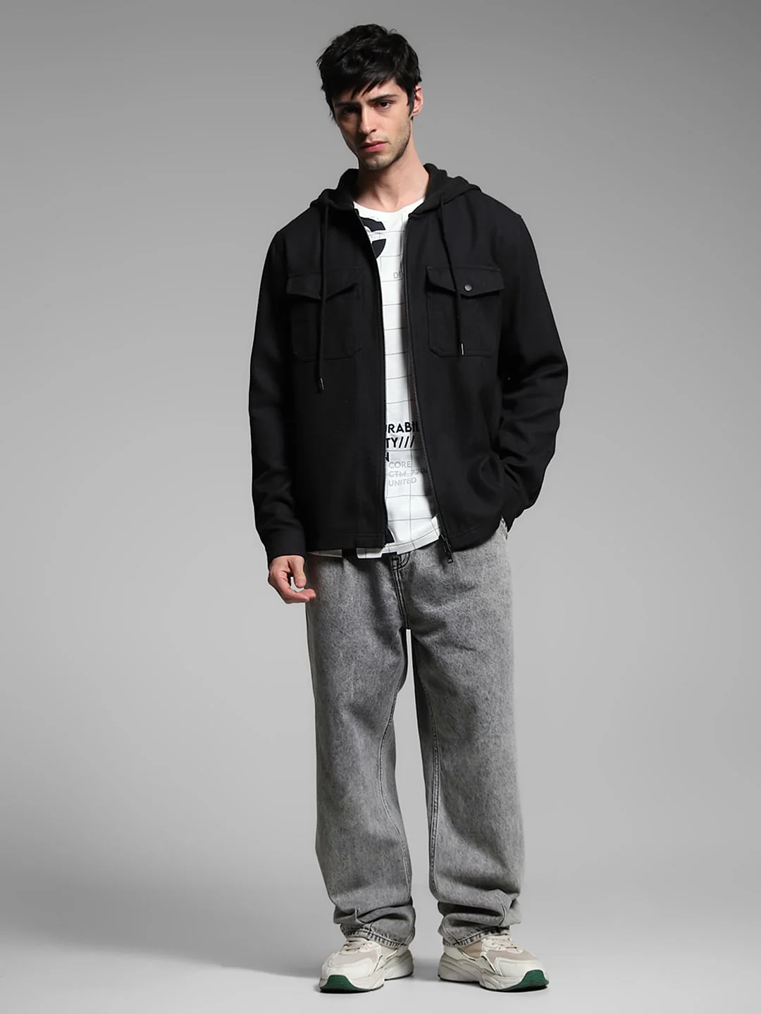 Black Hooded Oversized Cotton Shirt - Image 6