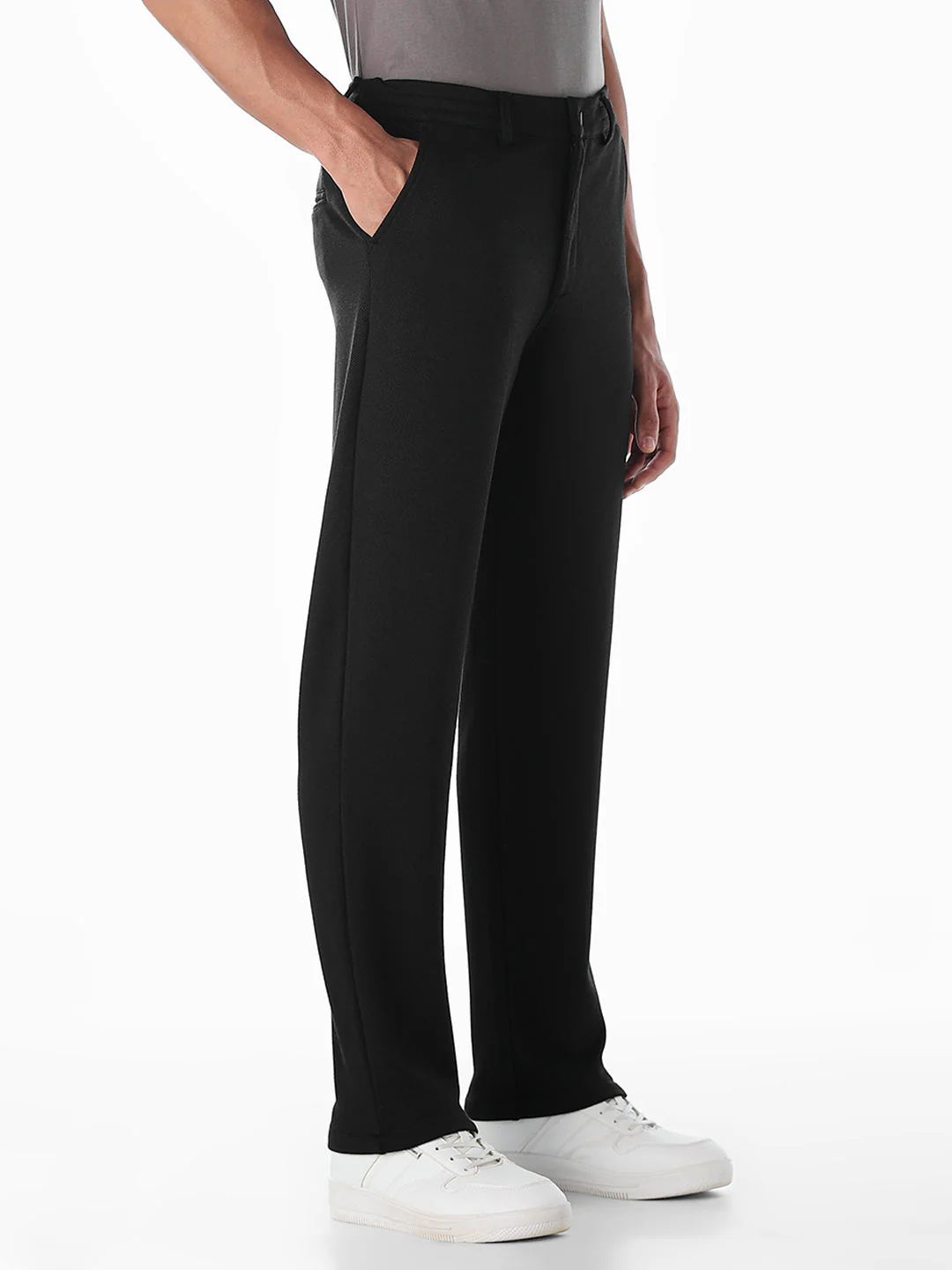Regular Fit Mid Rise Pants - Black - Image 2