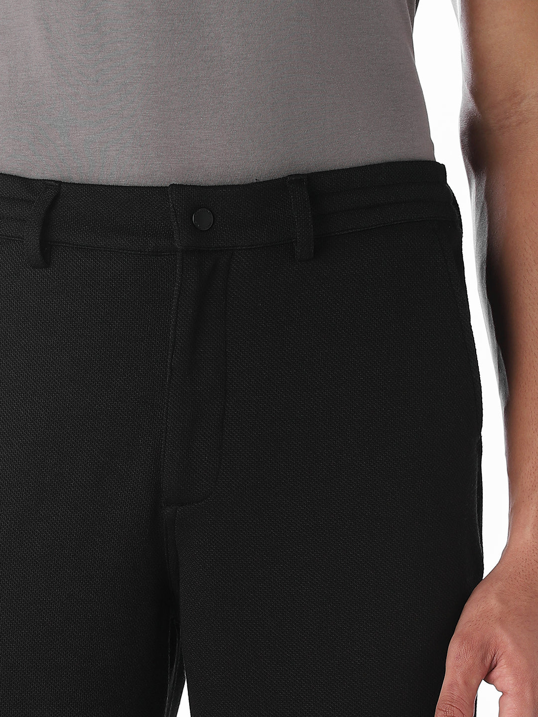 Regular Fit Mid Rise Pants - Black - Image 4