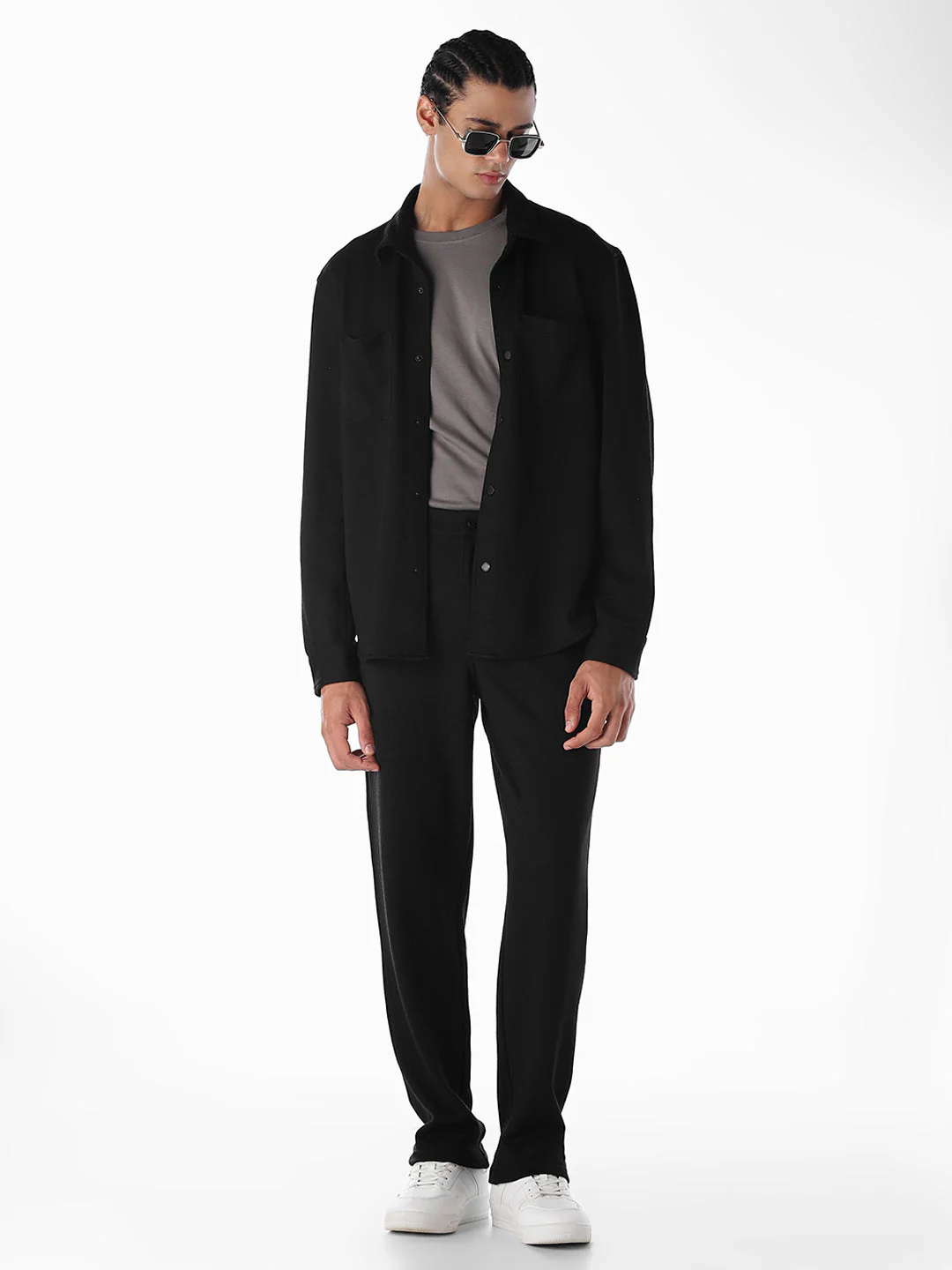 Regular Fit Mid Rise Pants - Black - Image 6
