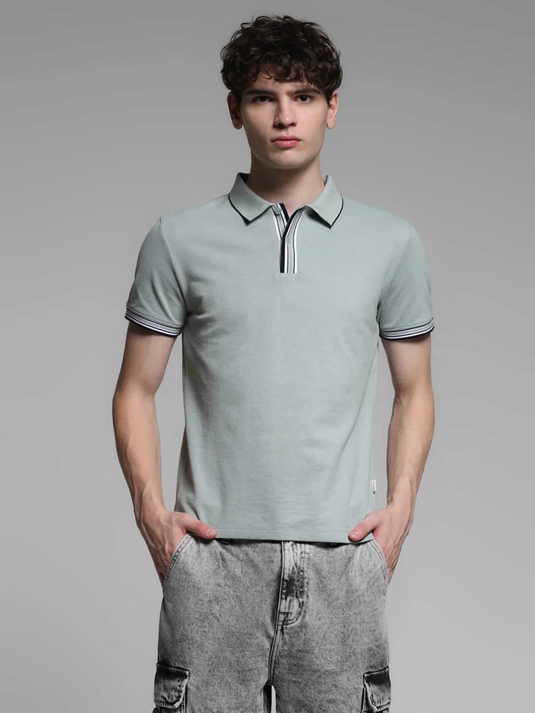 Light Green Knitted Cotton Polo - Image 2