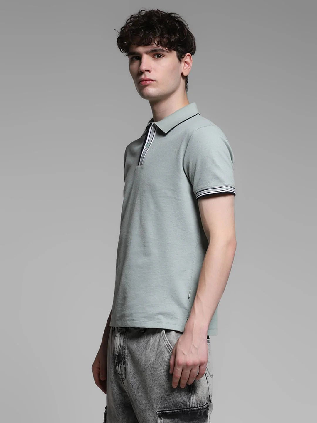 Light Green Knitted Cotton Polo - Image 3