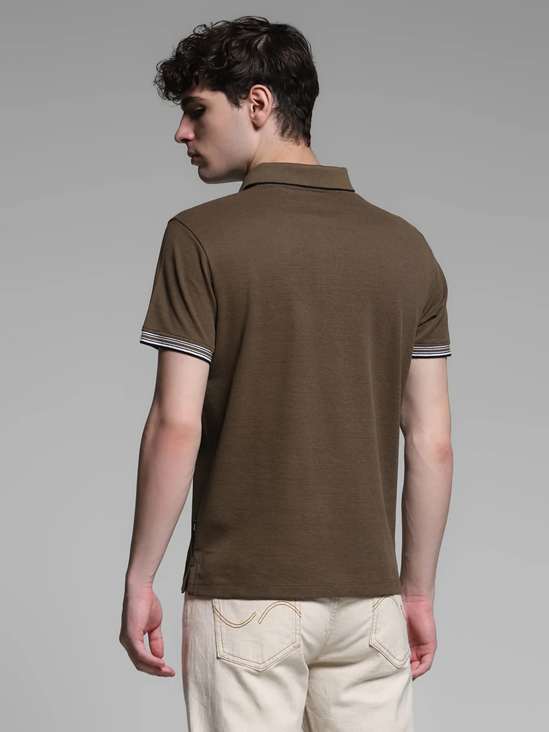 Dark Brown Knitted Cotton Polo - Image 4