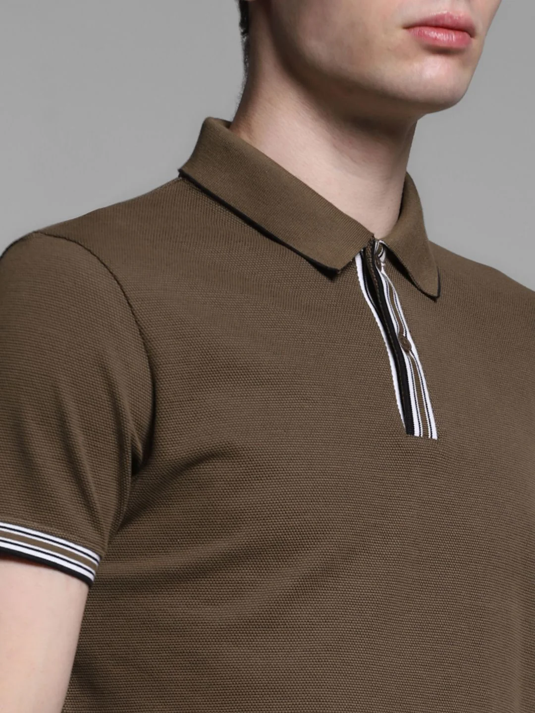 Dark Brown Knitted Cotton Polo - Image 5