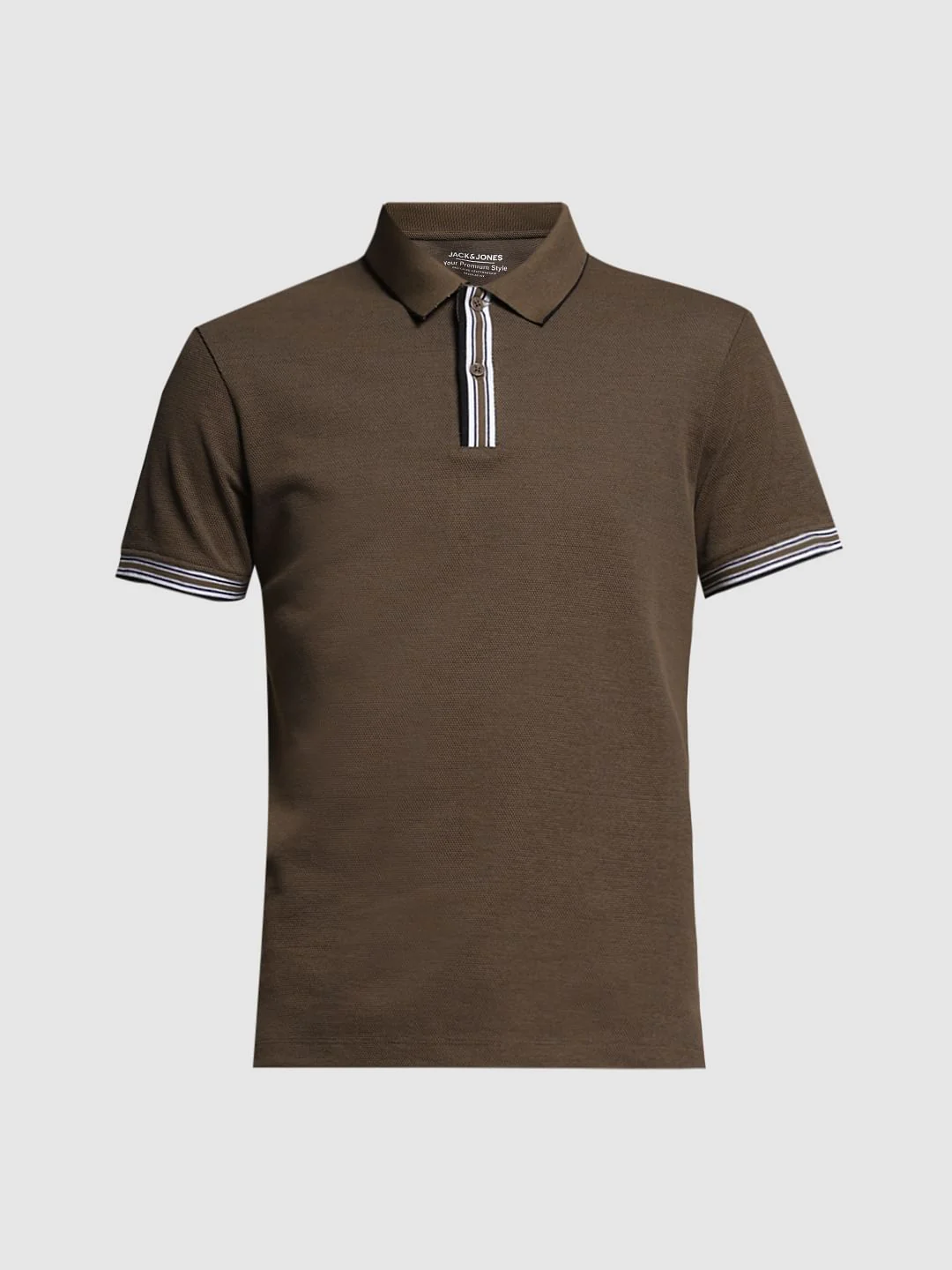 Dark Brown Knitted Cotton Polo - Image 7