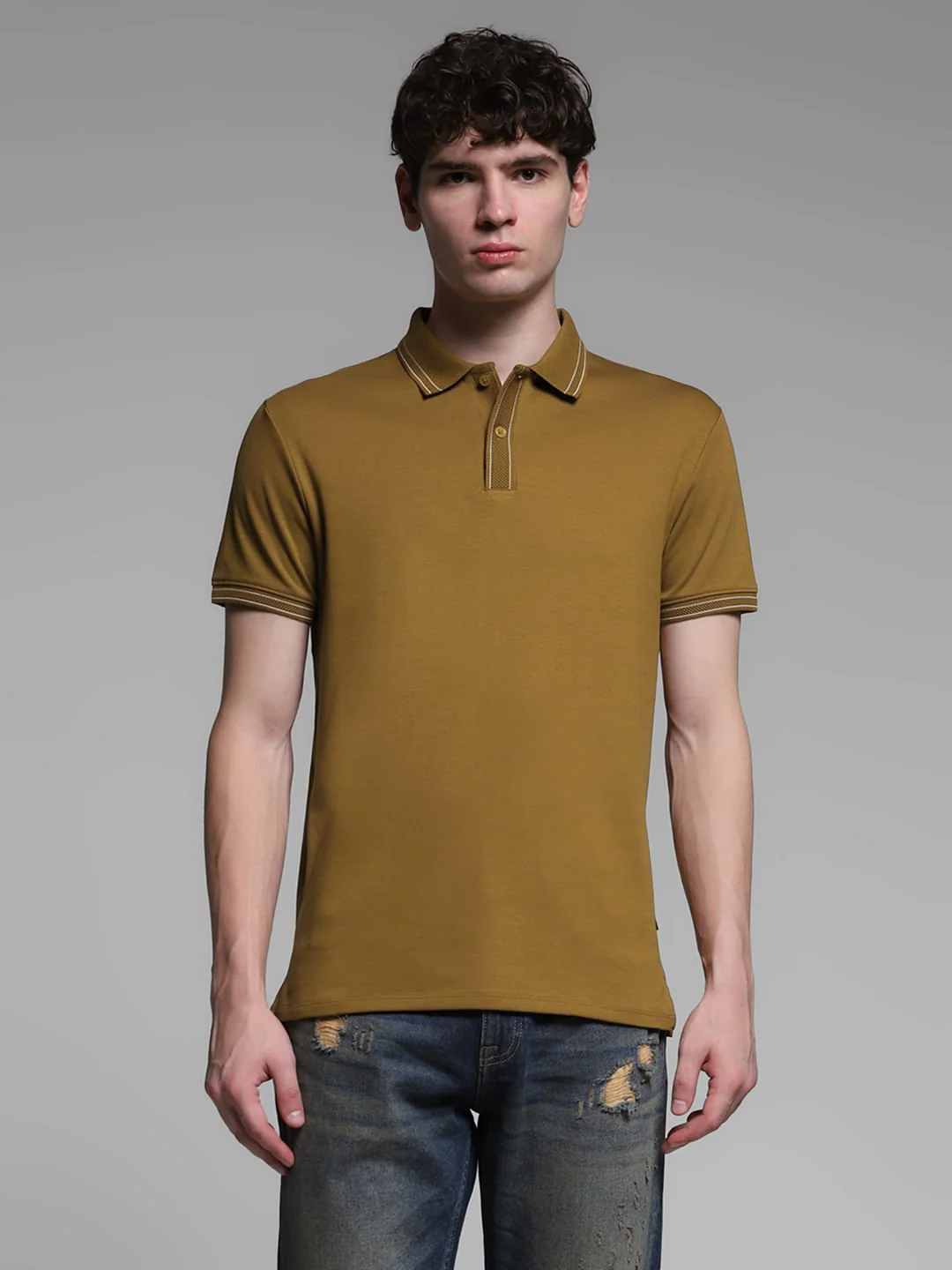 Brown Knitted Cotton Polo - Image 2