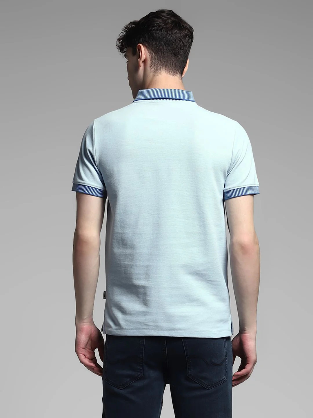 Light Blue Knitted Cotton Polo - Image 4
