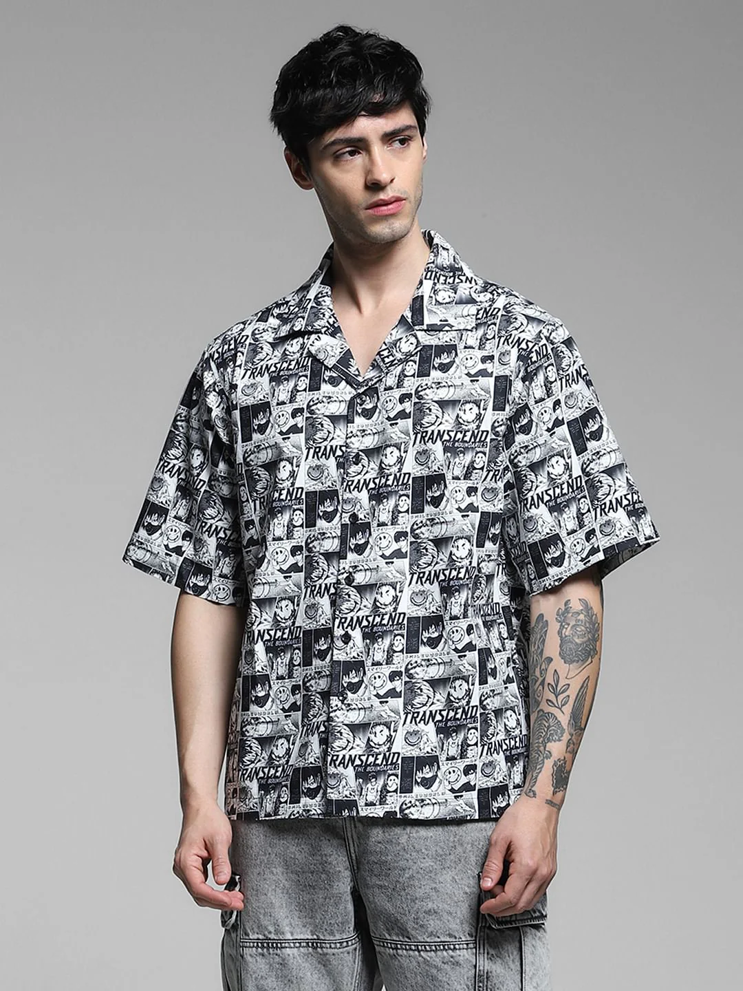SmileyWorld Black Printed Oversized Shirt - Image 2