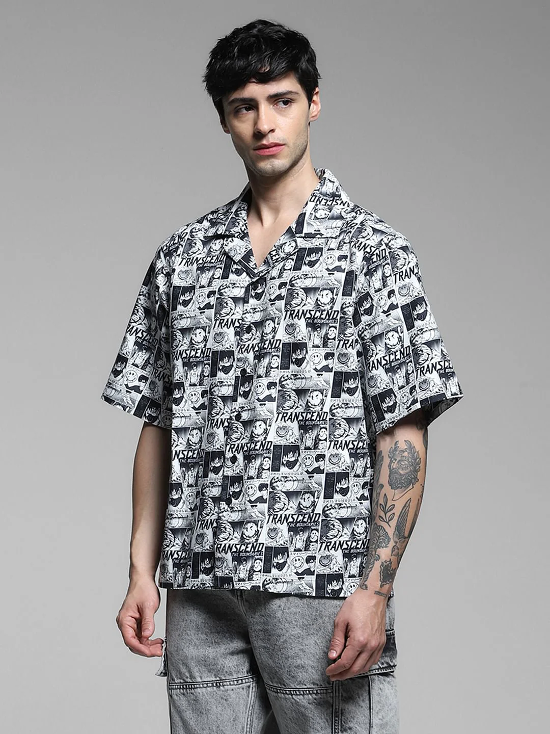 SmileyWorld Black Printed Oversized Shirt - Image 3