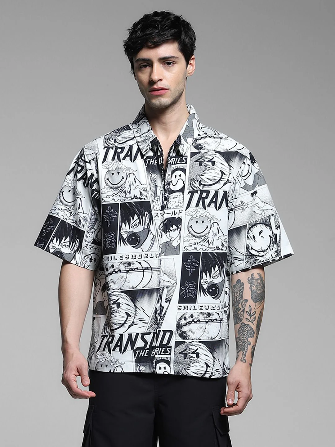 SmileyWorld White Printed Oversized Shirt - Image 2
