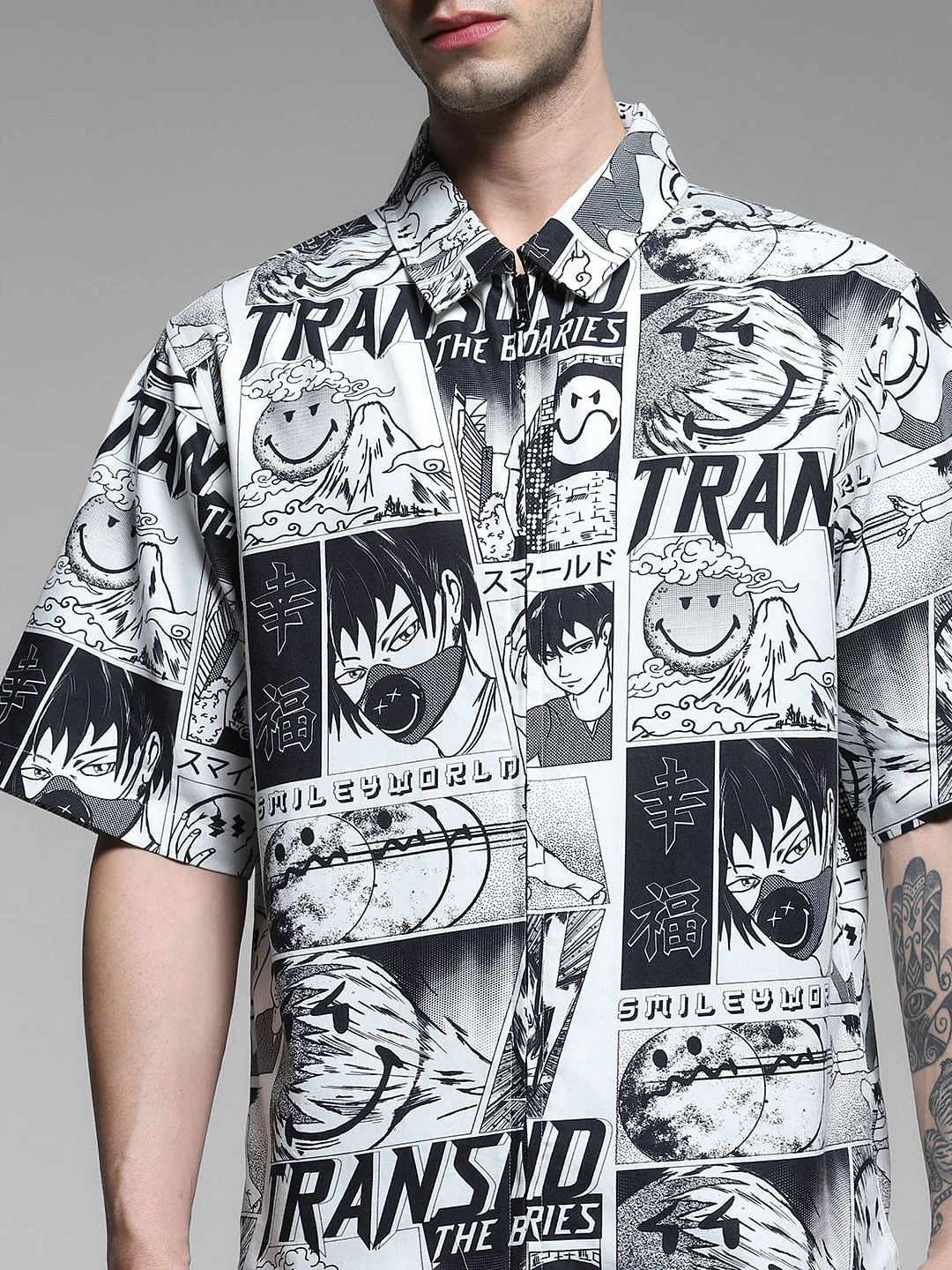 SmileyWorld White Printed Oversized Shirt - Image 5