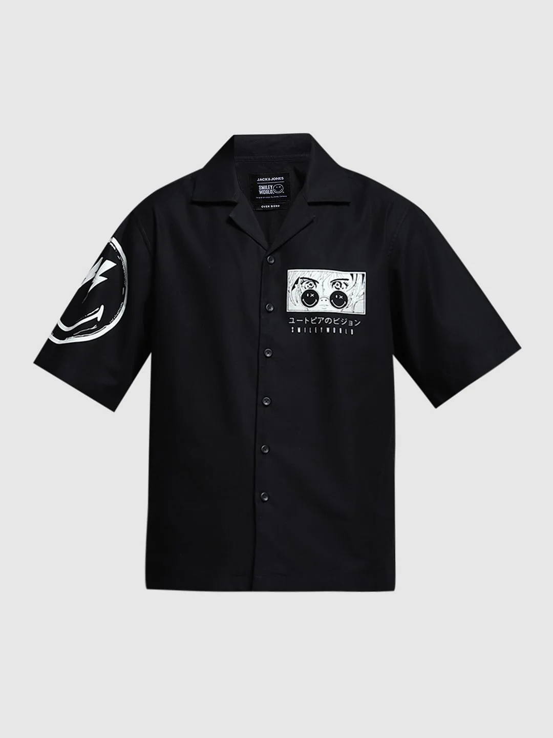 SmileyWorld Black Printed Oversized Shirt - Image 8