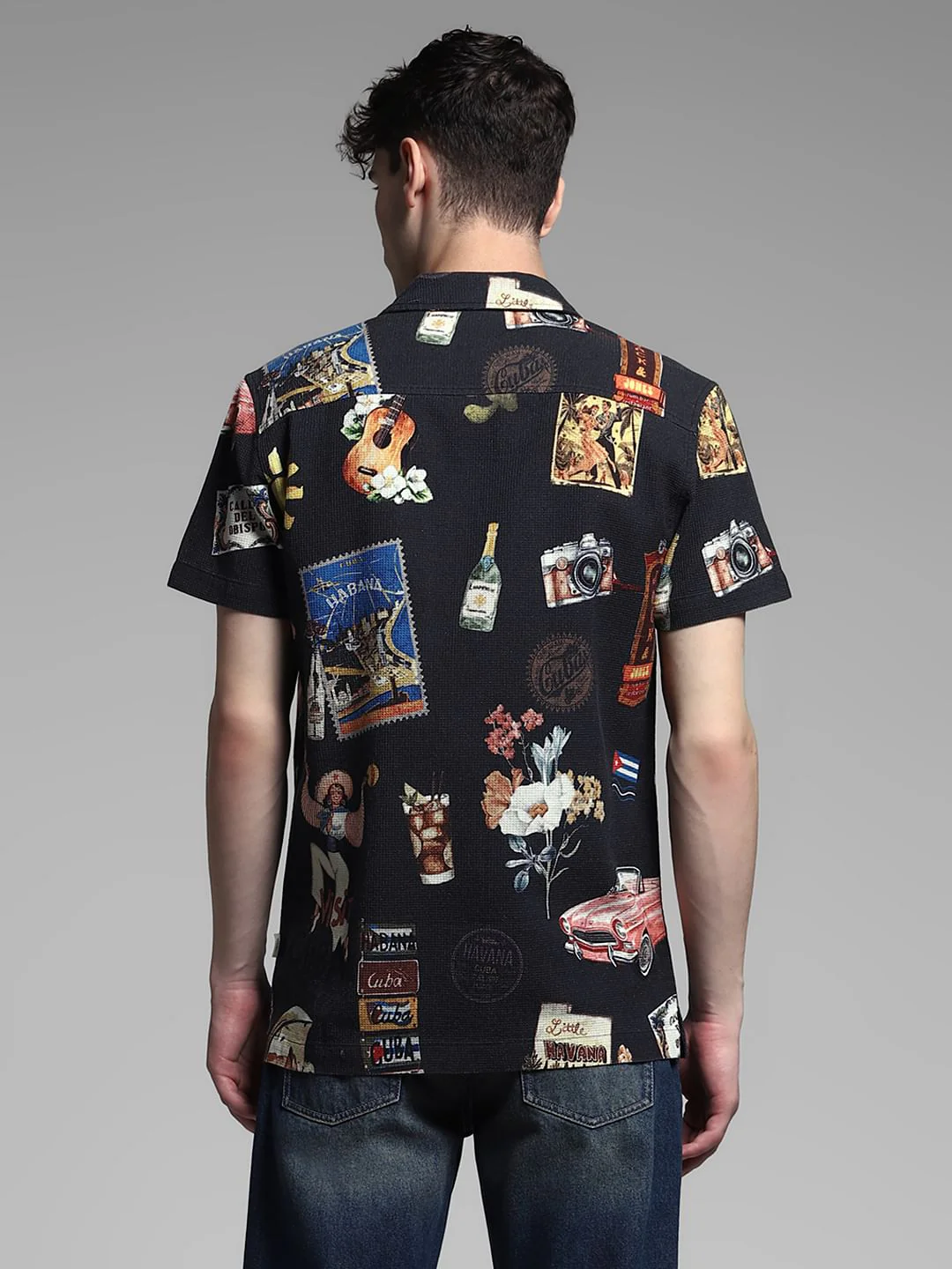Black Printed Cotton Shirt - Image 4