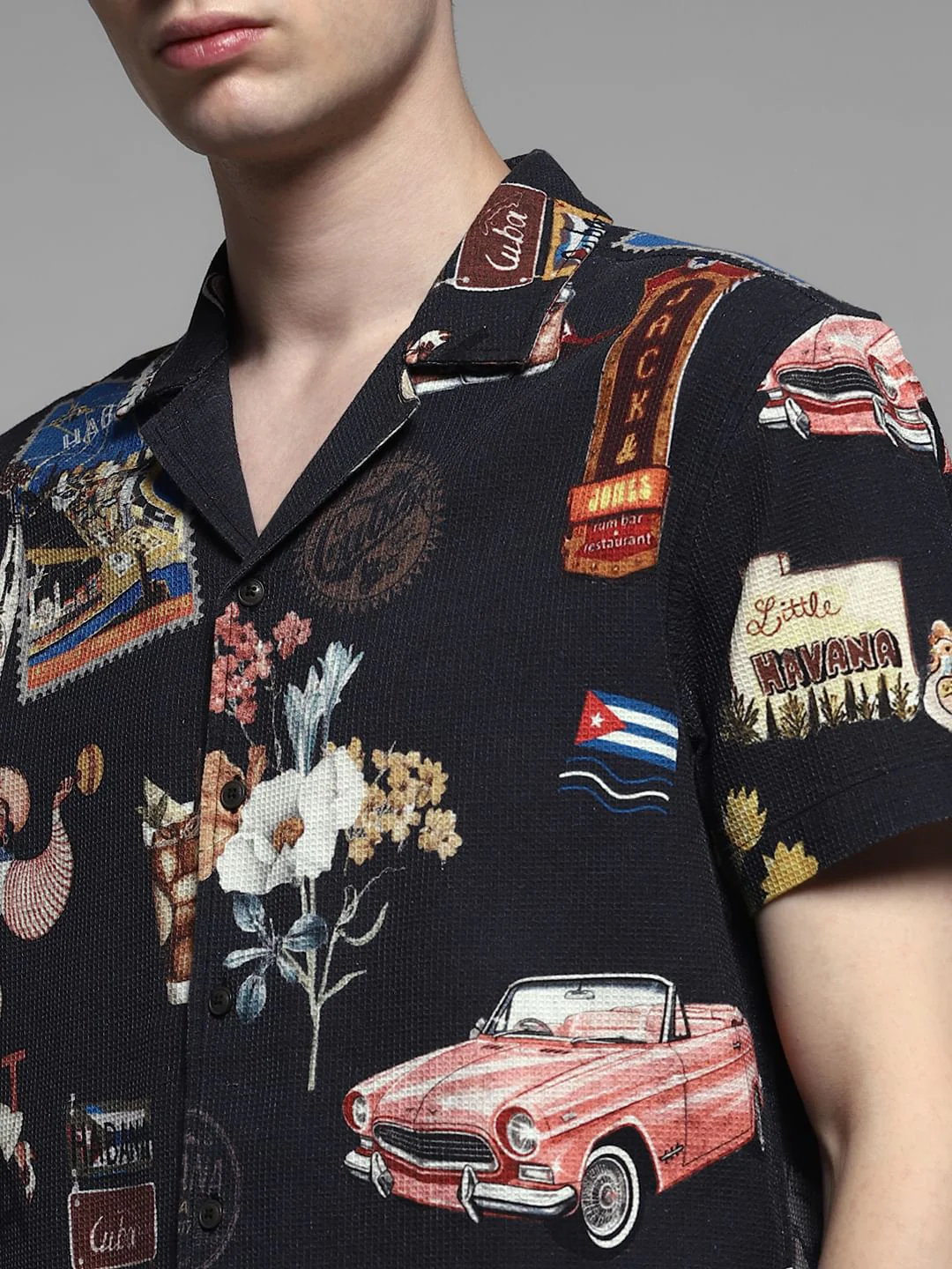 Black Printed Cotton Shirt - Image 5