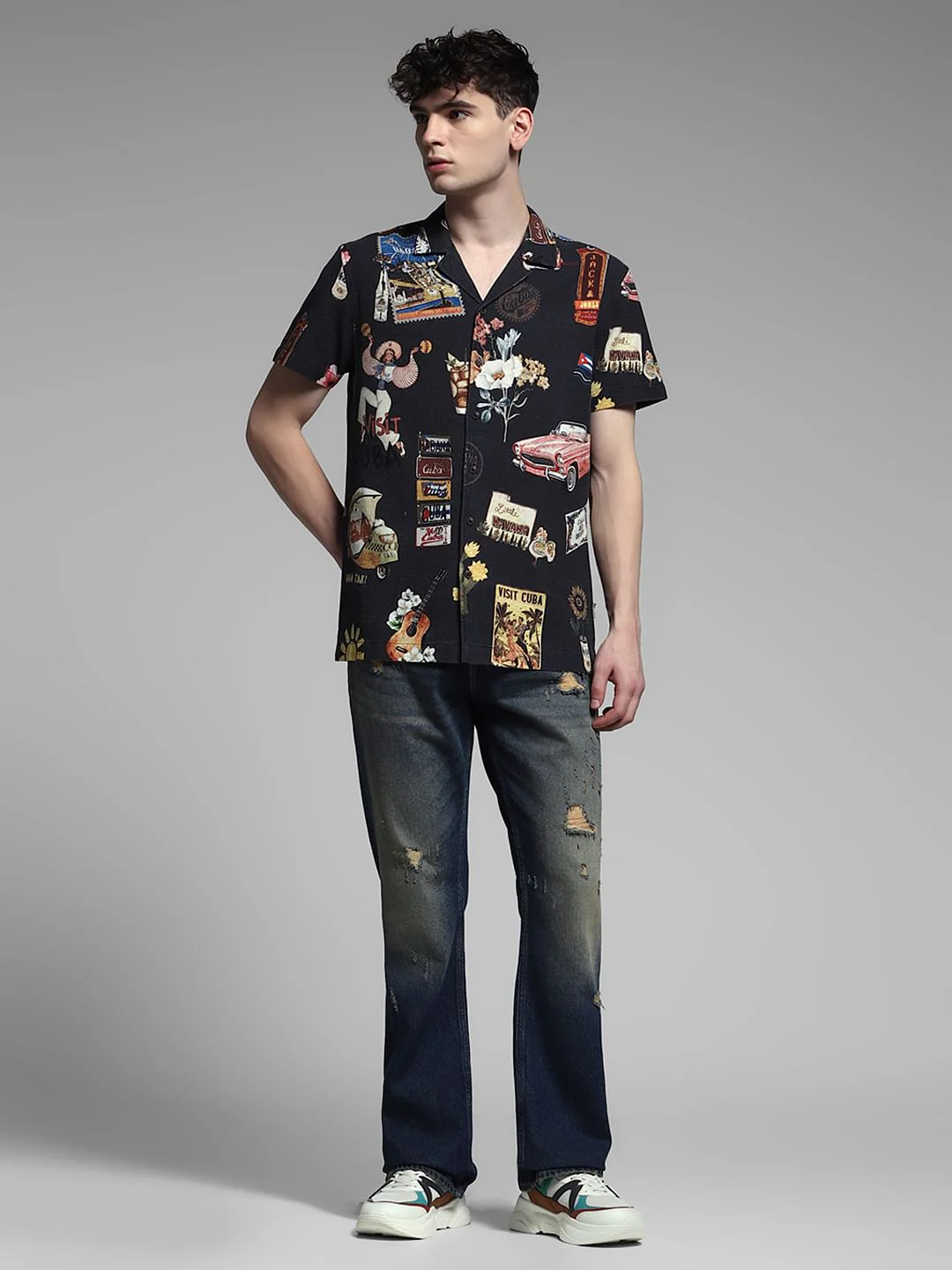 Black Printed Cotton Shirt - Image 6