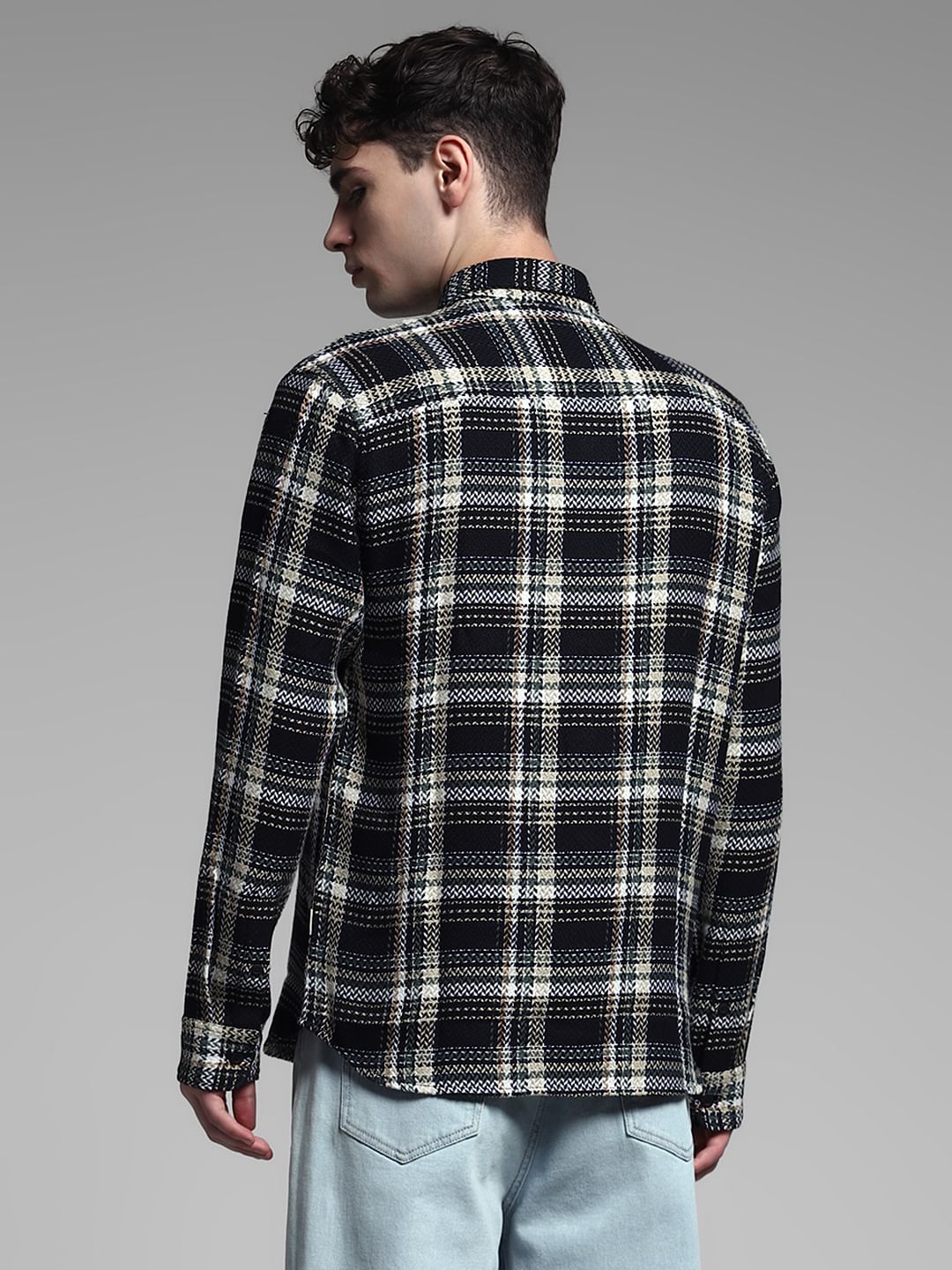 Black Check Oversized Cotton Shirt - Image 4