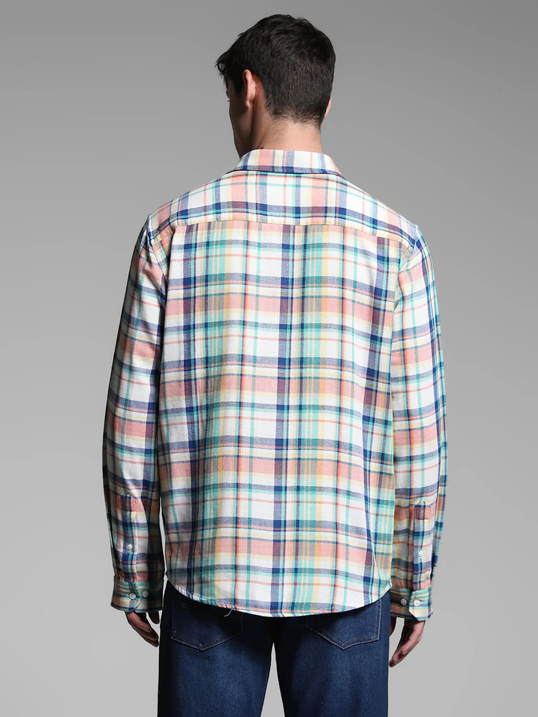 Yellow Check Print Cotton Shirt - Image 4