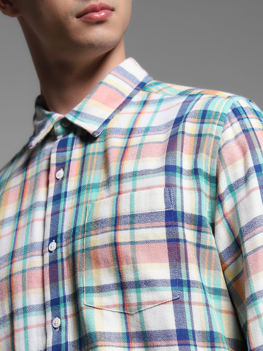 Yellow Check Print Cotton Shirt - Image 5