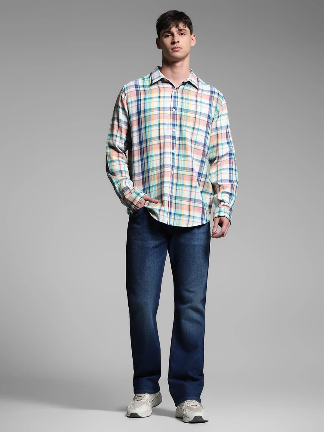 Yellow Check Print Cotton Shirt - Image 6