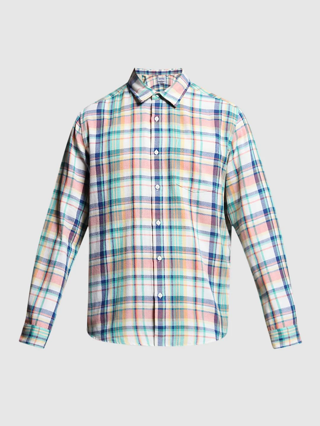 Yellow Check Print Cotton Shirt - Image 7