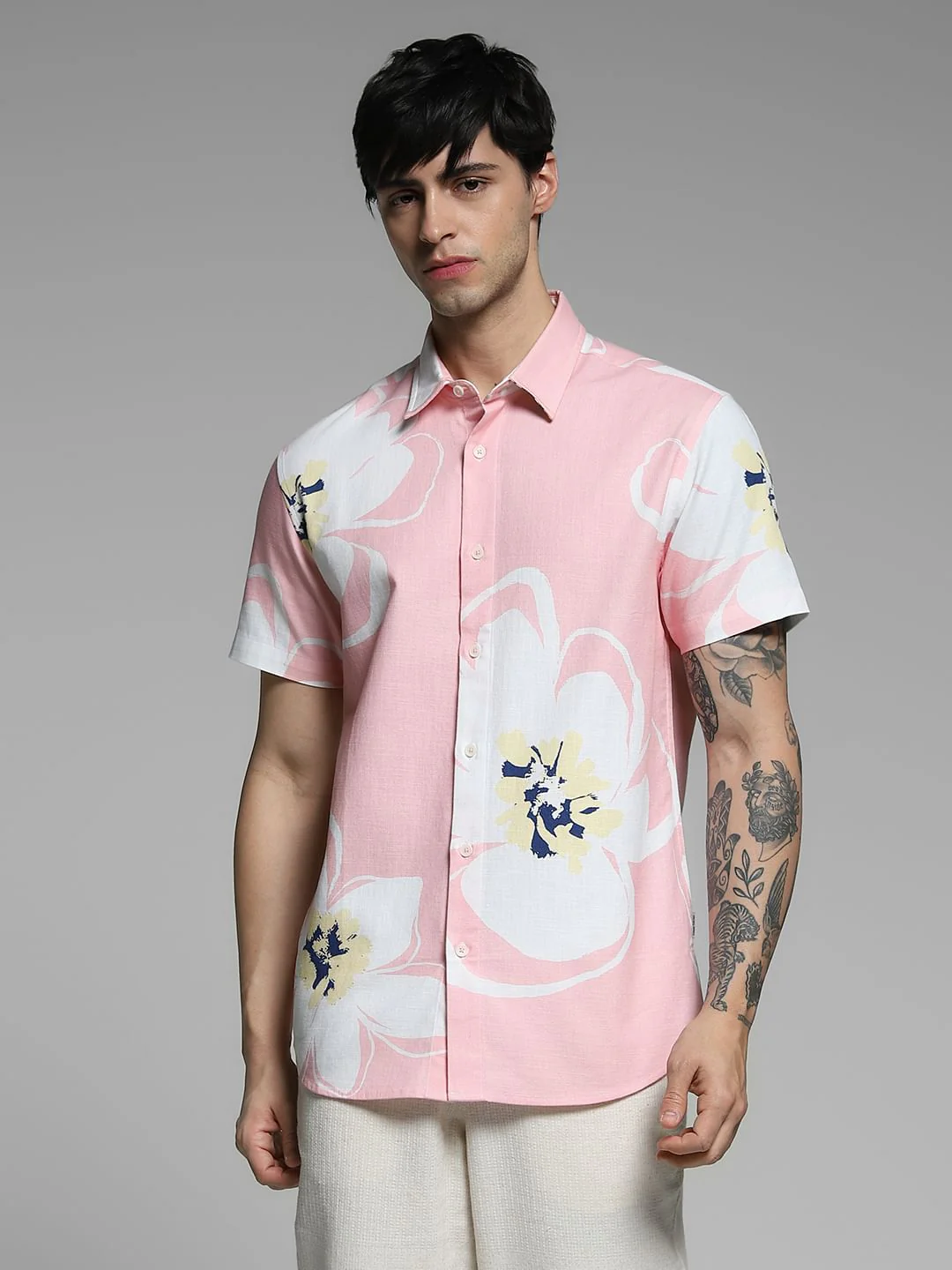 Pink Floral Print Cotton Shirt - Image 2