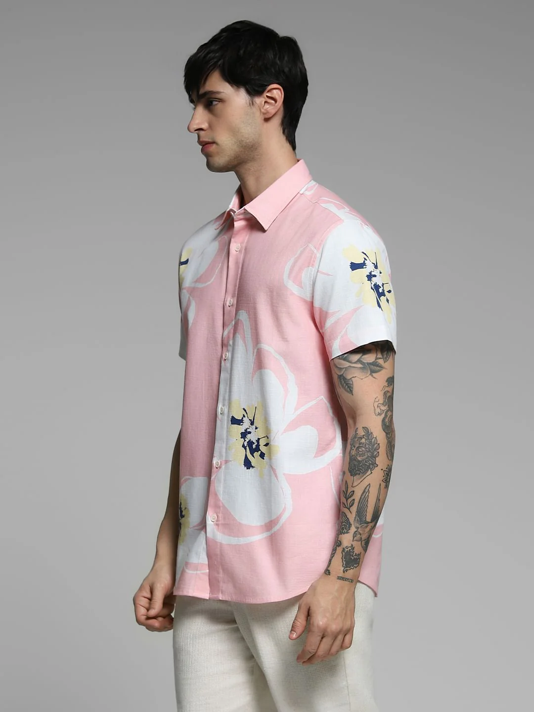 Pink Floral Print Cotton Shirt - Image 3