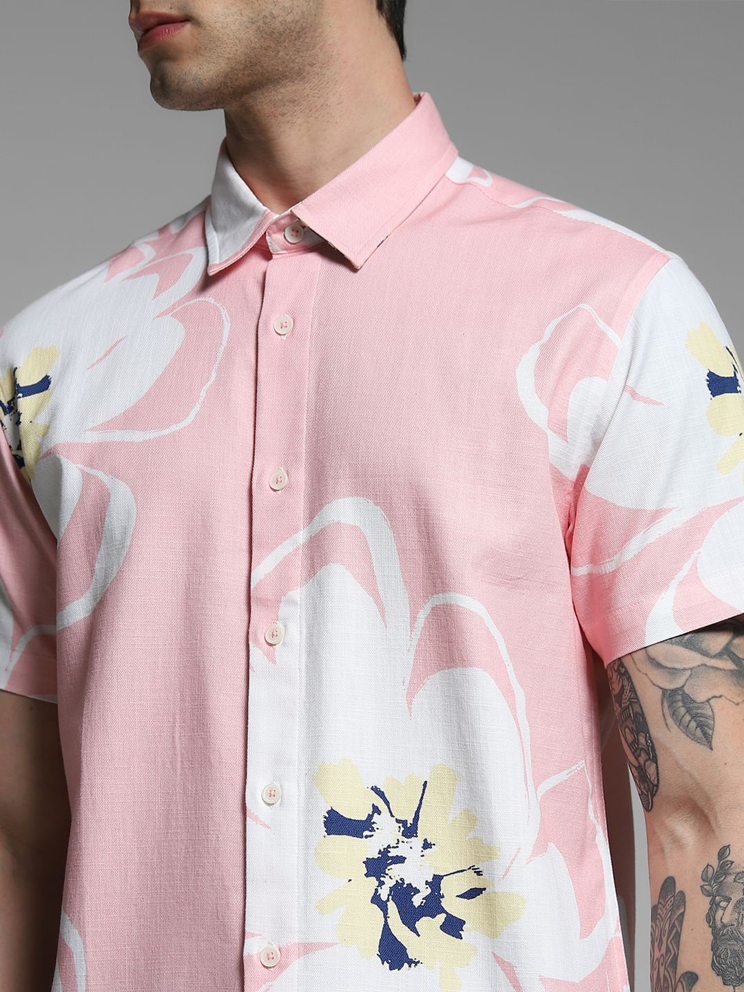 Pink Floral Print Cotton Shirt - Image 5
