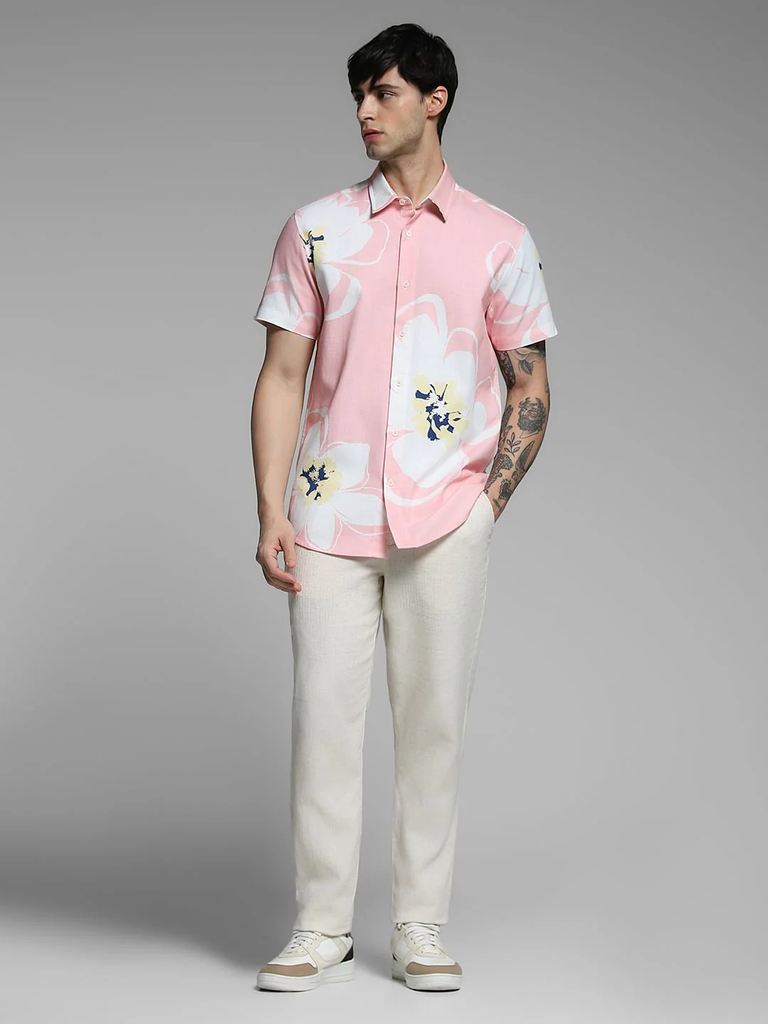 Pink Floral Print Cotton Shirt - Image 6