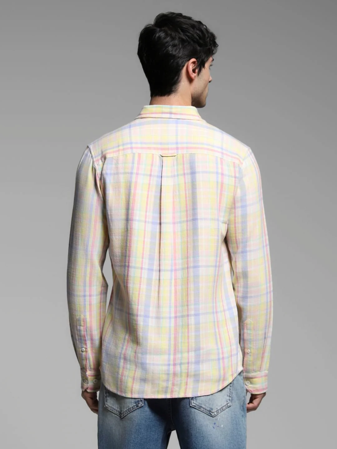 Yellow Check Cotton Shirt - Image 4