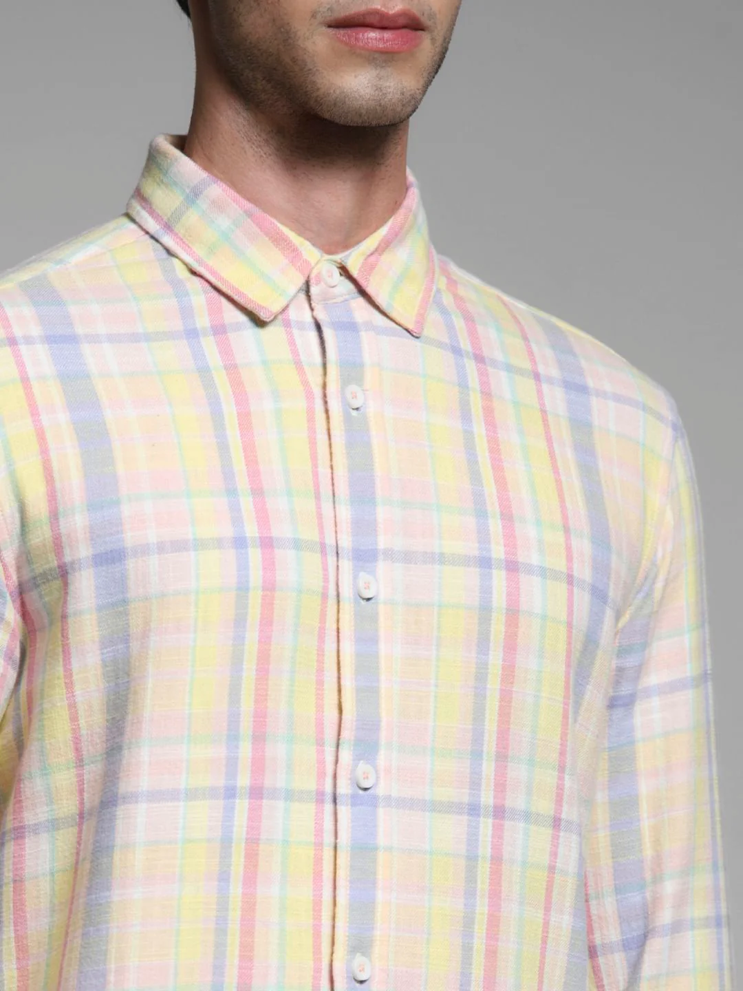 Yellow Check Cotton Shirt - Image 5