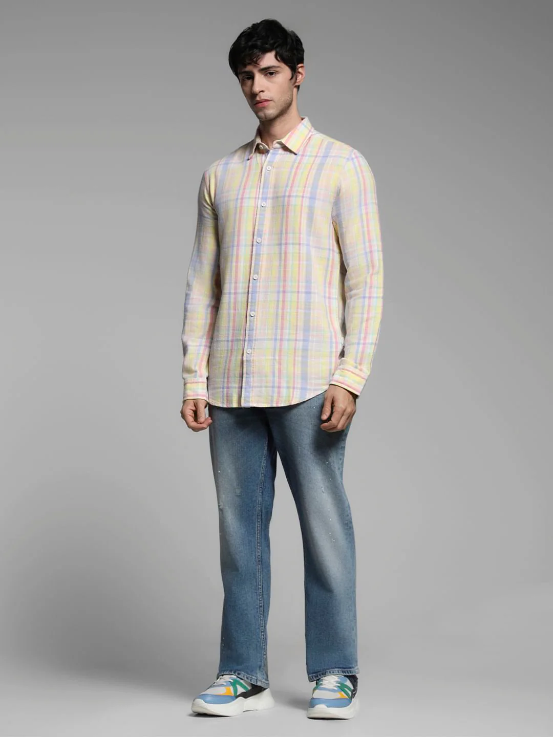 Yellow Check Cotton Shirt - Image 6