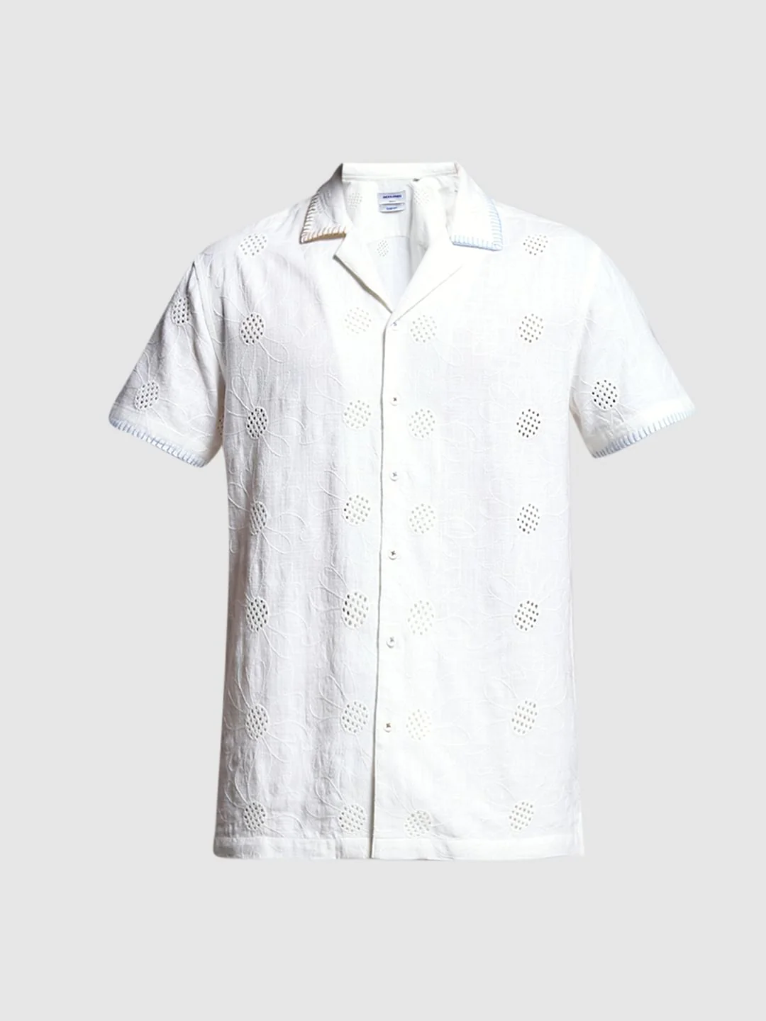 White Embroidered Cotton Shirt - Image 7