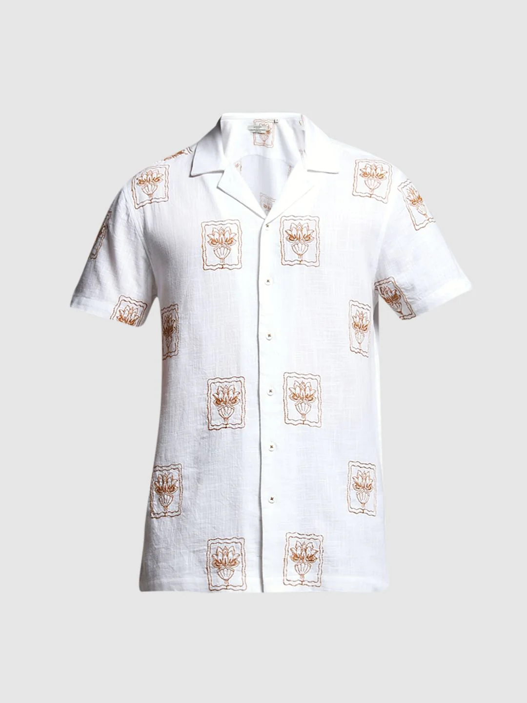 White Embroidered Resort Collar Shirt - Image 7