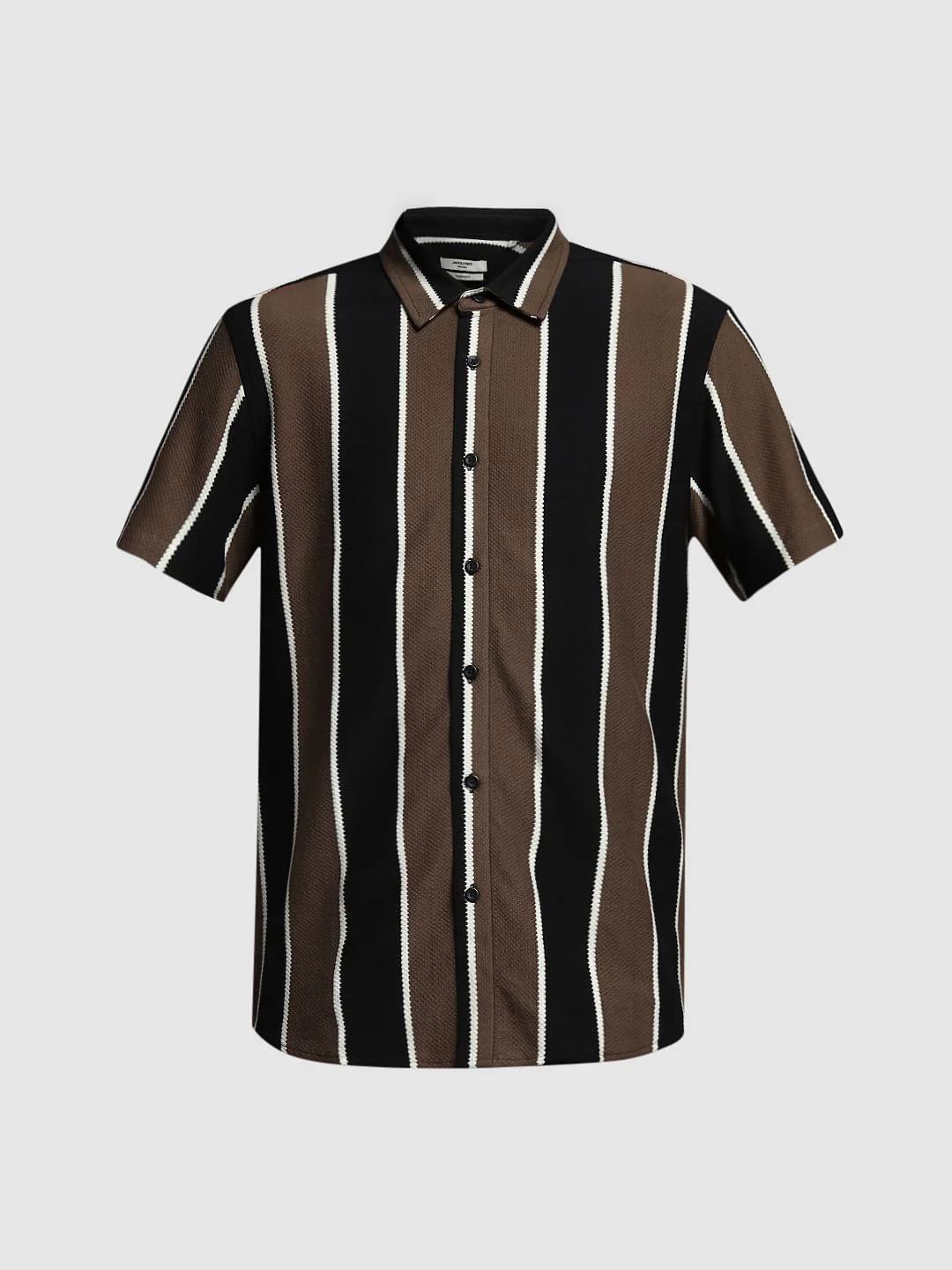 Black Striped Resort Collar Shirt - Image 7