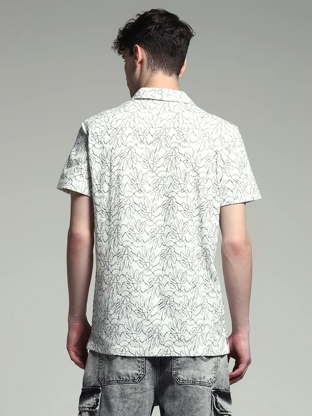 White Printed Dobby Cotton Shirt - Image 4