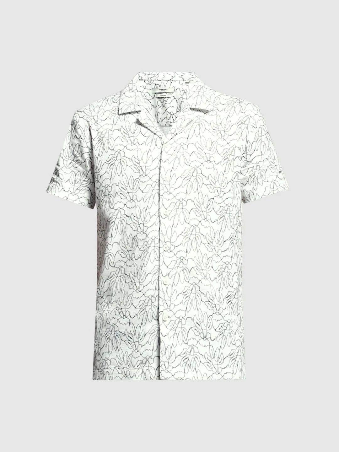 White Printed Dobby Cotton Shirt - Image 7