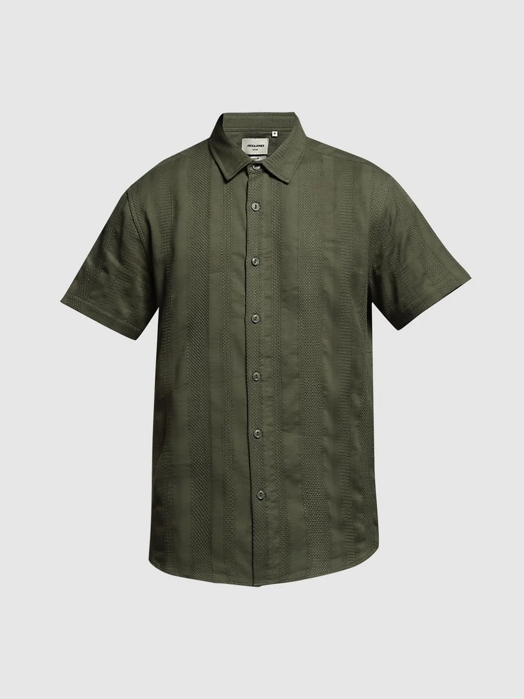Olive Dobby Short Sleeves Shirt - Image 7