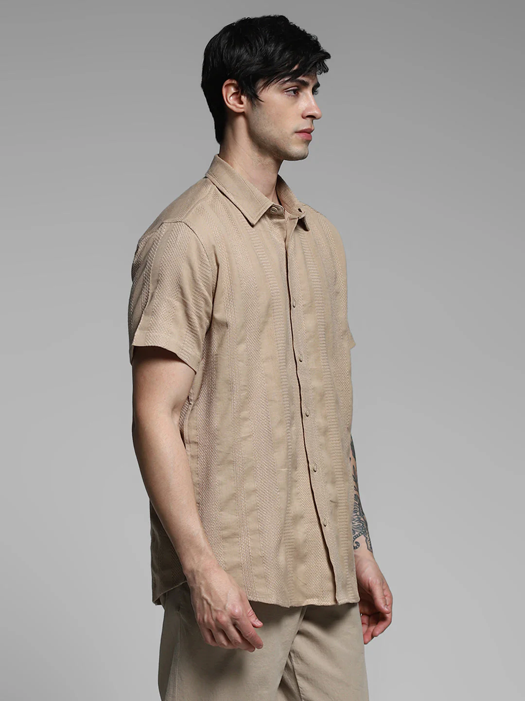 Brown Dobby Regular Fit Shirt - Image 3