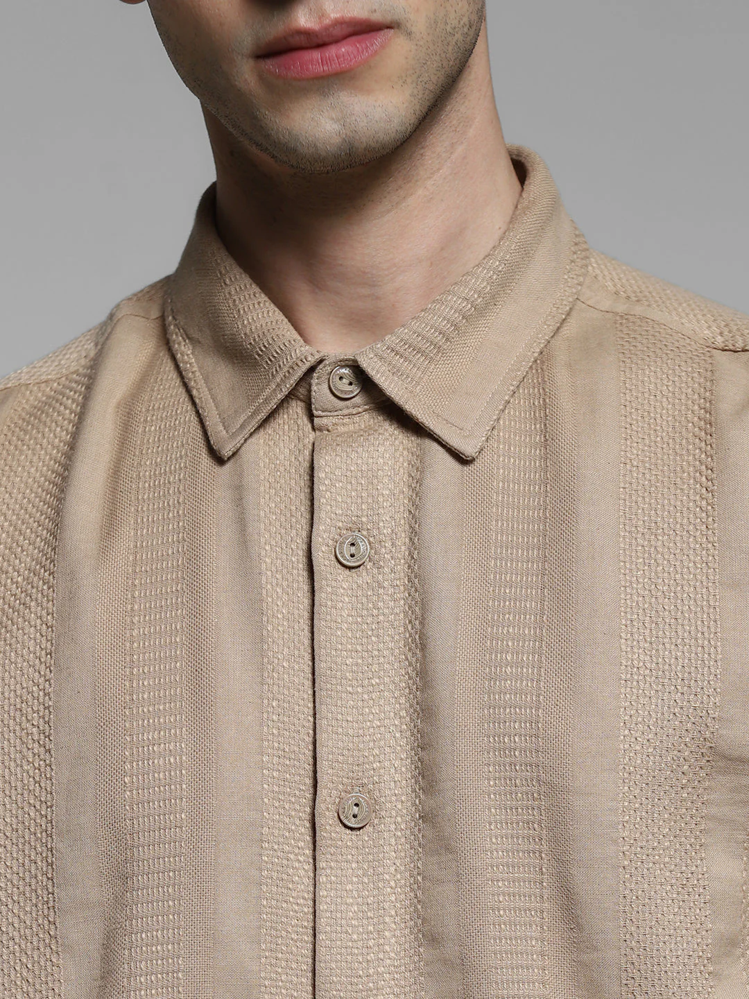 Brown Dobby Regular Fit Shirt - Image 5