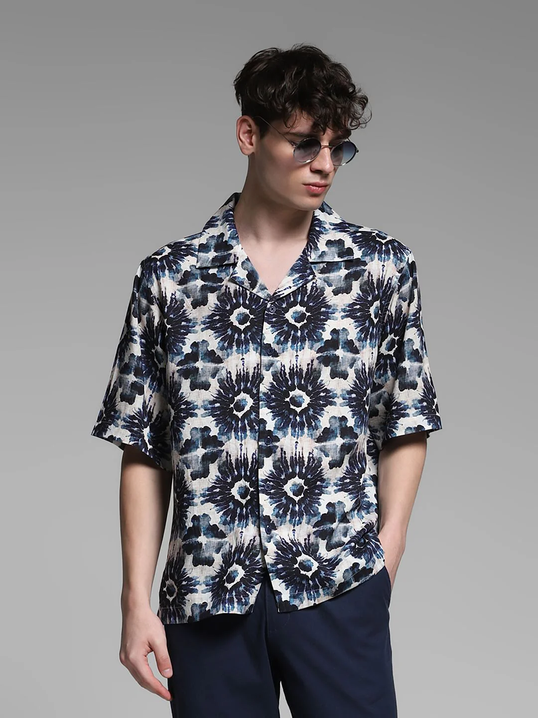 Black Printed Oversized Shirt