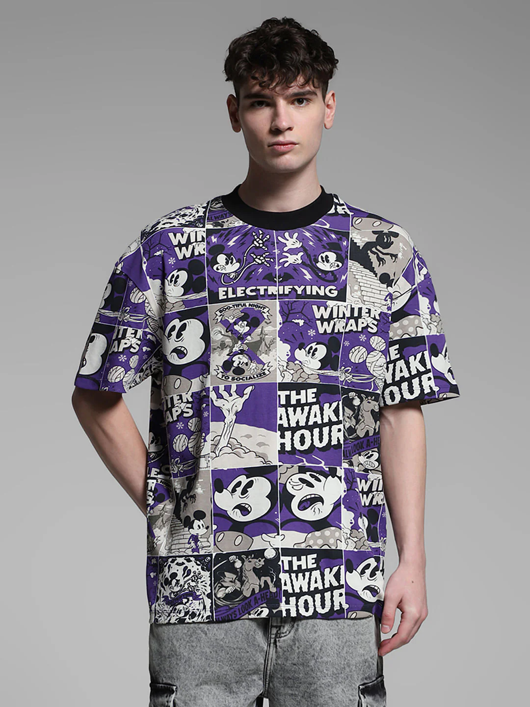 Purple Mickey Comic Strip Oversized T-shirt - Image 2