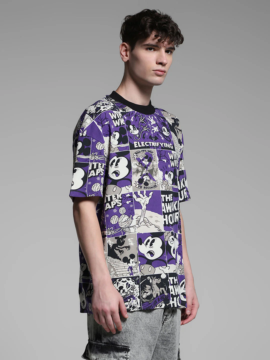 Purple Mickey Comic Strip Oversized T-shirt - Image 3