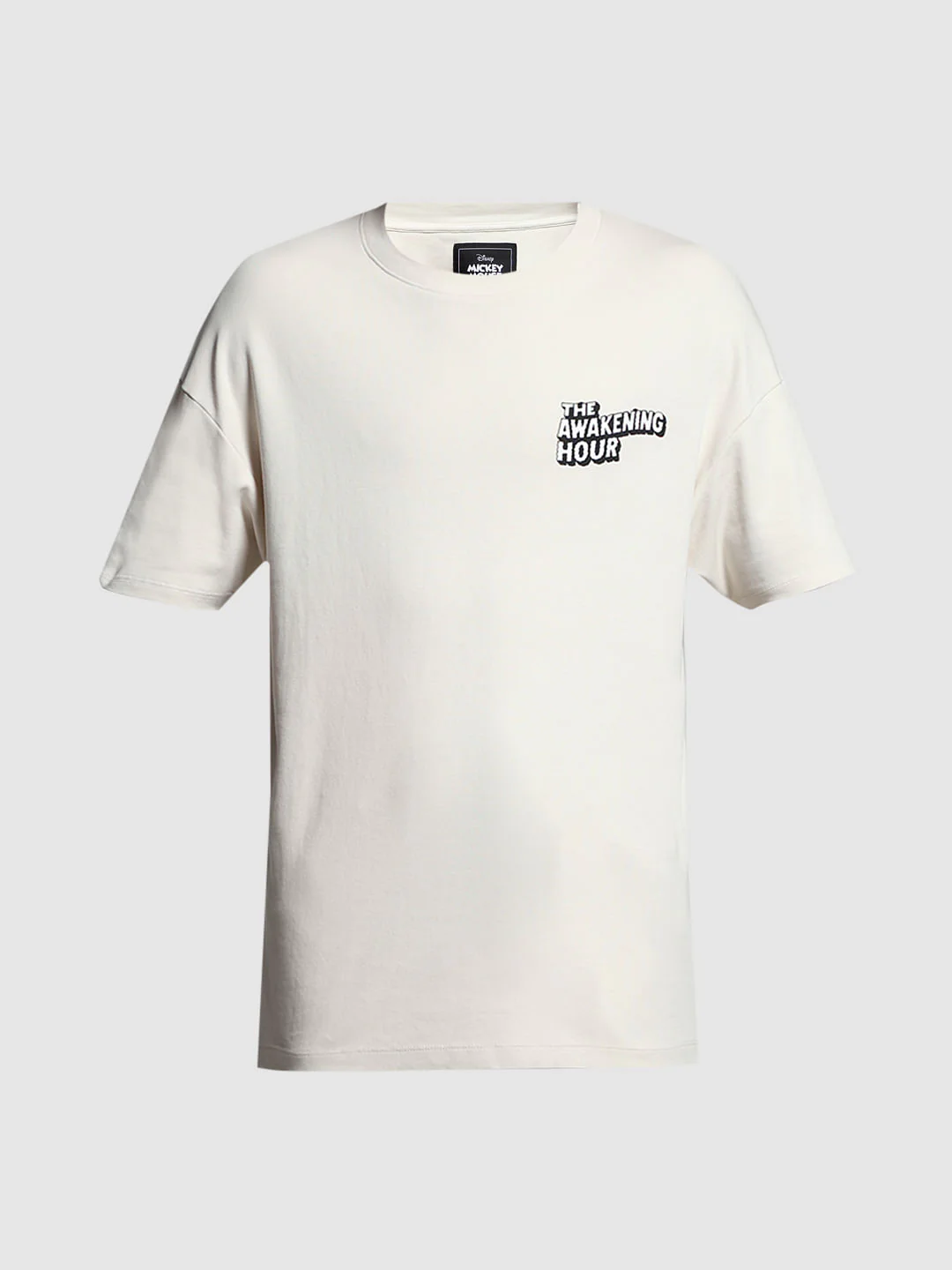 Beige Mickey Print Oversized T-shirt - Image 8