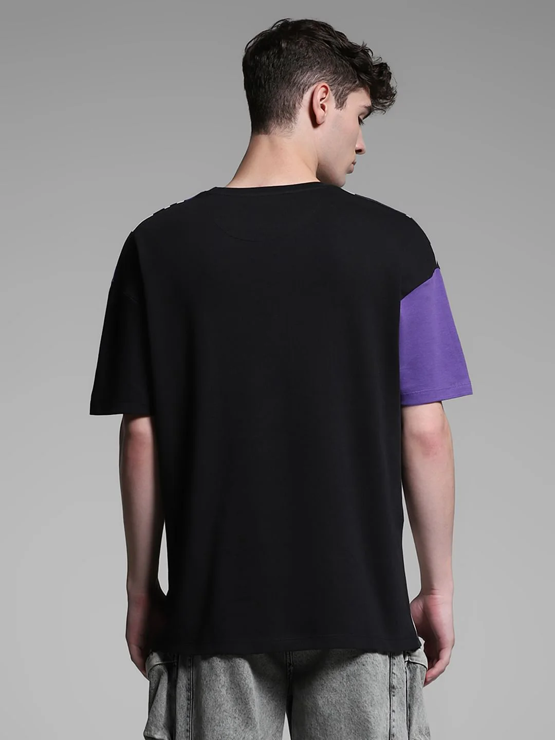 Purple Mickey Colourblocked Oversized T-shirt - Image 4