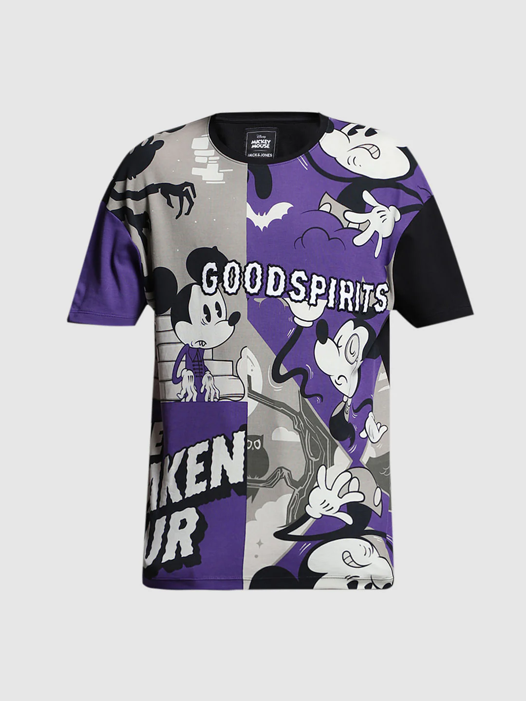 Purple Mickey Colourblocked Oversized T-shirt - Image 7