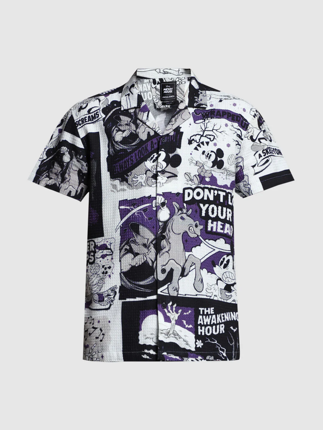 White Mickey Comic Strip Print Shirt - Image 8