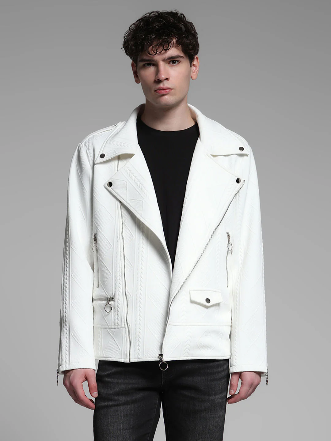 White Multi-Zip Detail Jacket - Image 2